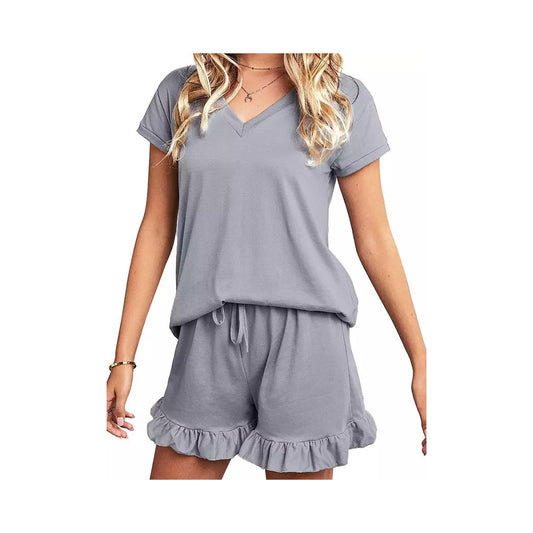 Comfortable Short Sleeve T-Shirt&Wide Leg Shorts Pajama Set