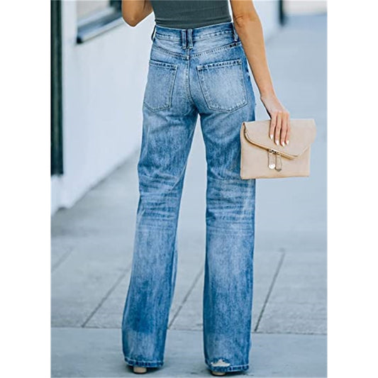 Women's Ripped Denim Casual Pants