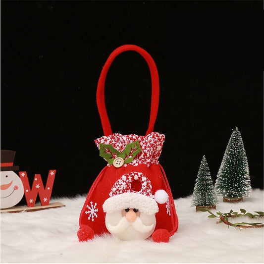 Cute Cartoon Patchwork Flannelet Christmas Candy Apple Gift Bag