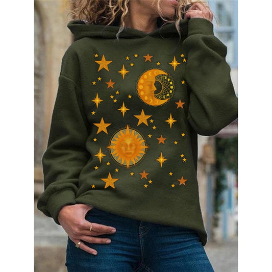 Sun Stars Moon Universal Print Women's Hoodie