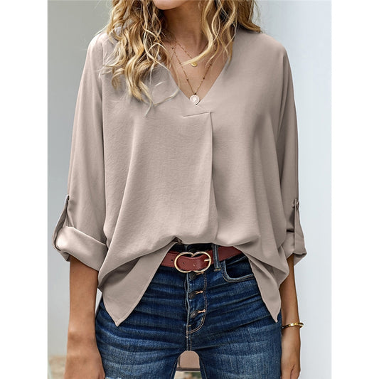 Loose Fit V-Neck Casual Top