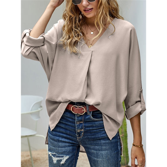 Loose Fit V-Neck Casual Top