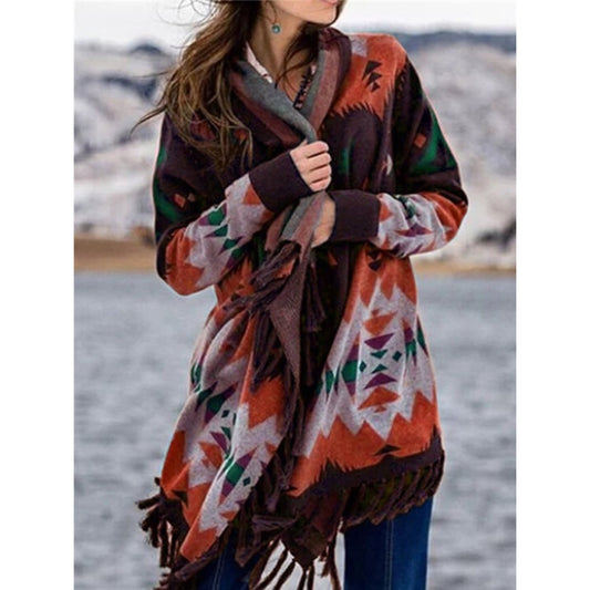 Printed Tassel Fashion Casual Cardigan Jacket