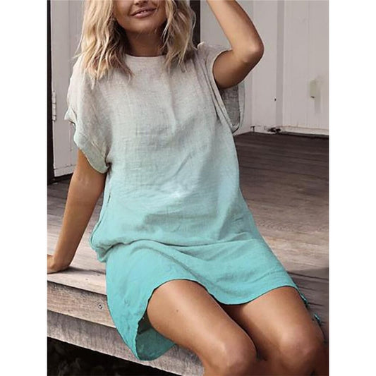 Gradient Color Casual Linen Dress