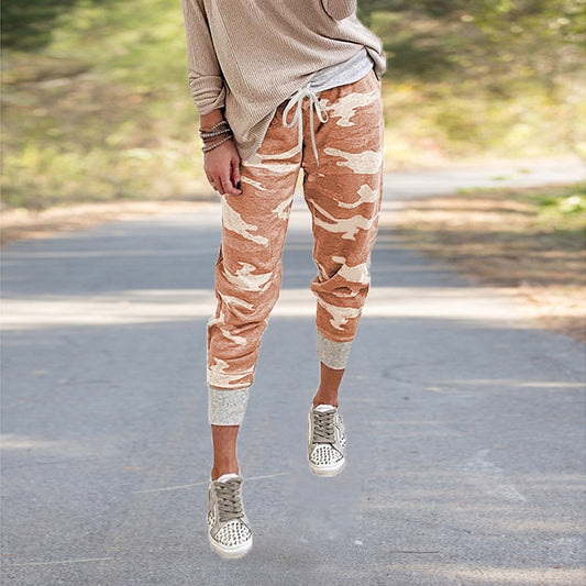 Loose Print High-Waist Lace-Up Trousers