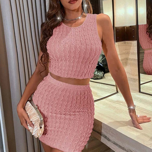 Sleeveless Bodycon Copped Top+ Mini Dress Suit