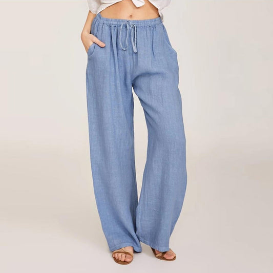 Loose Straight Leg Solid Relaxed Pants