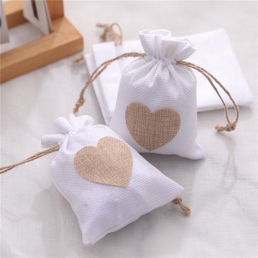 Burlap Heart Christmas Small Gift Candy Bags