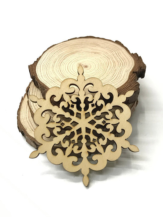 10Pcs Wooden Snowflake Christmas Accessories