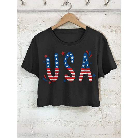 Fireworks Usa Graphic Short Crop Top