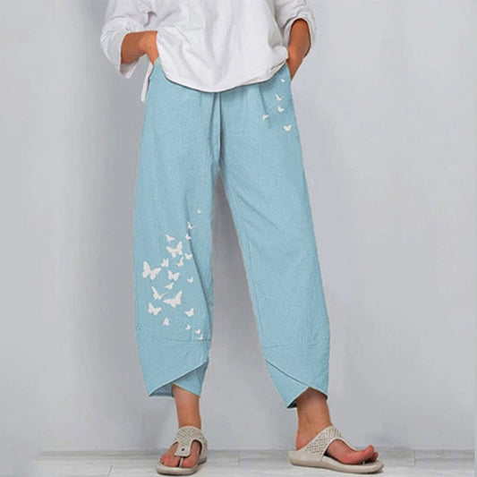 Casual Elastic Waist Printing Ninth Pants