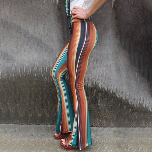 Print High-Waisted Skinny Flared Pant